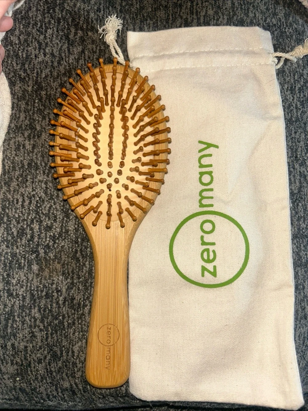 Zero Many 100% Sustainable And Eco- Friendly Bamboo Hair Brush New In Box W/ Bag